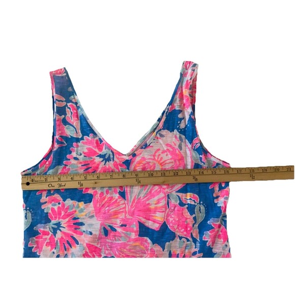 Lilly Pulitzer Gigi Tank Top V Neck Shirt Sleeveless Blue Pink S Cotton - Picture 4 of 7